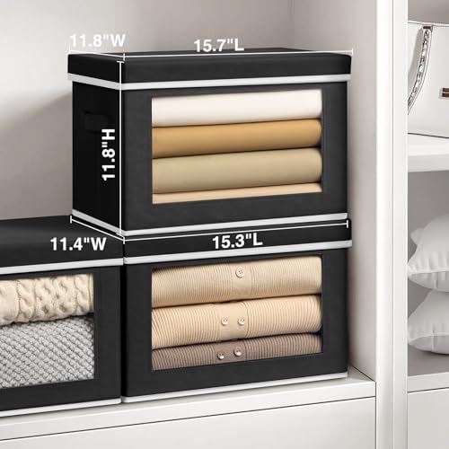 Homsorout Storage Bins with Lids, 3 Pack Large Storage Cubes with Window - Image 2
