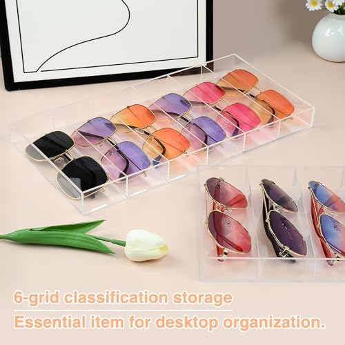 2 Pack Acrylic Sunglasses Organizer, 6 Slot Clear - Image 4