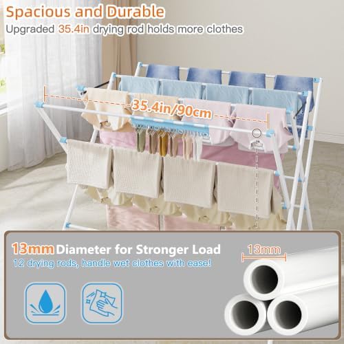 Drying Rack Clothing, 35.4in Long Drying Poles Large Clothes Drying Rack - Image 4
