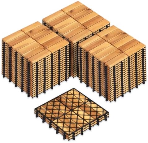 Goplus 54-Pack Acacia Wood Interlocking Deck Tiles by Goplus