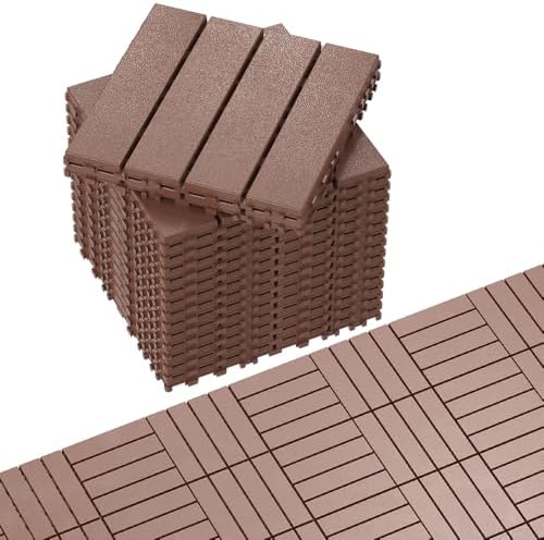 88 Pack Plastic Interlocking Deck Tiles, Patio Floor Decking Tiles by Unknown
