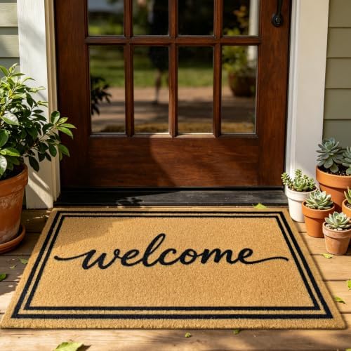 Front Door Mat Outside Non-Slip Welcome Doormat by ULTSOFE