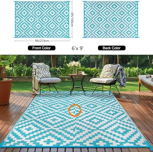 Kalafun Outdoor Patio Plastic Straw Rug, 6x9 ft - Image 3