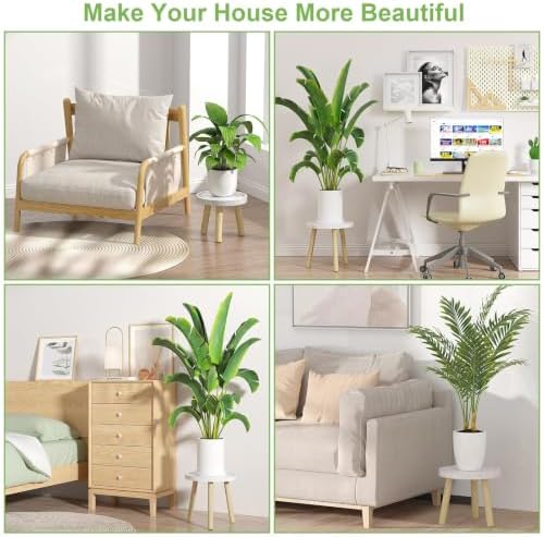 Wood Plant Stands Indoor, 16.7" Tall Plant Stand Outdoor Mid-Century Plant Stool - Image 5