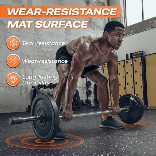 SUPERJARE 0.56'' Thick 96 Sq Ft Rubber Top Gym Flooring - Image 6