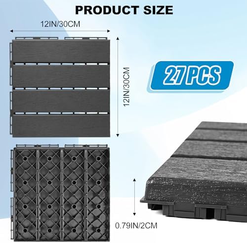 ToLanbbt Plastic Interlocking Deck Tiles 27 Pack 12"x12" Waterproof Indoor - Image 2