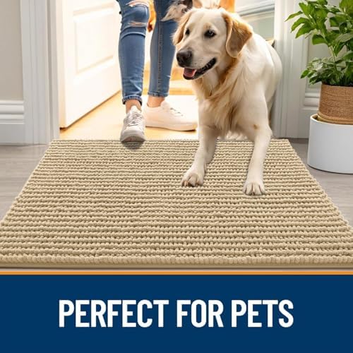 OLANLY Dog Door Mat for Muddy Paws 40x32, Extra Absorbent Chenille Mud Mat - Image 6
