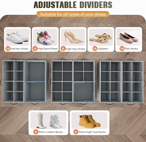 2 Pack Shoe Organizer for Closet, Foldable Shoe Storage - Image 2