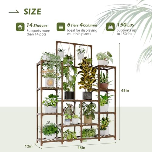GENTINGBRO Plant Stand Indoor Outdoor 63" Tall Plant Shelf - Image 4