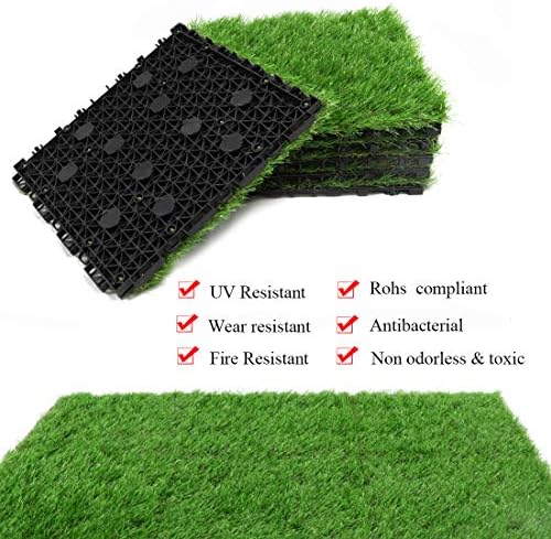 Artificial Grass Turf Tile Fake Grass Flooring Mat Interlocking Self-draining - Image 4
