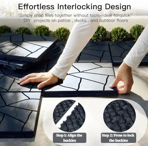 Interlocking Deck Tiles 44 Pack, Plastic Outdoor Deck Tiles - Image 5