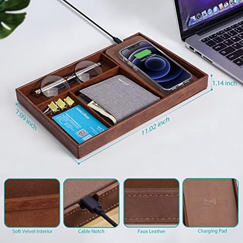 Valet Tray, Built in Wireless Charging Pad, Nightstand Organizer - Image 5