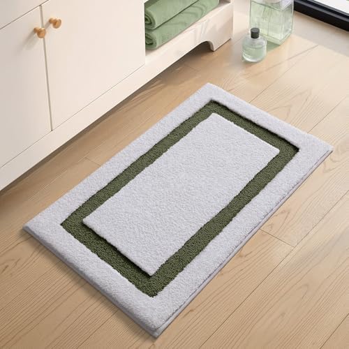 Color&Geometry Mini White Bathroom Rugs 24x16, Extra Soft Absorbent Microfiber - Image 4