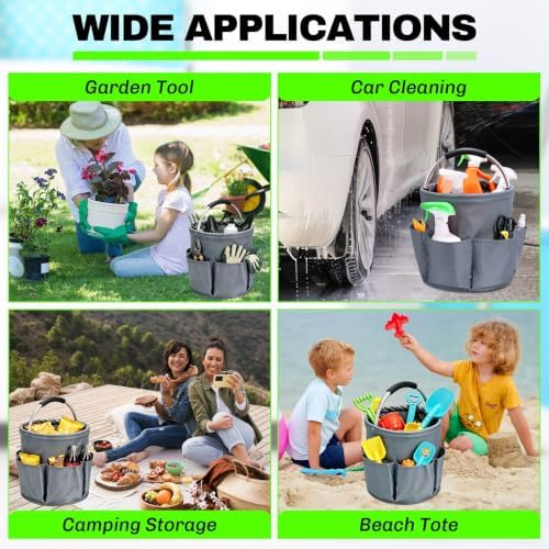 17L Cleaning Caddy with Handle Foldable 6 Pockets - Image 6