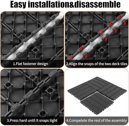 Plastic Interlocking Deck Tiles, 44 Pack, Non-Slip Patio Floor Decking Tiles - Image 3