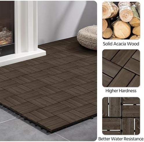 Yaheetech 27PCS Acacia Wood Deck Tiles Interlocking Patio Flooring - Image 7