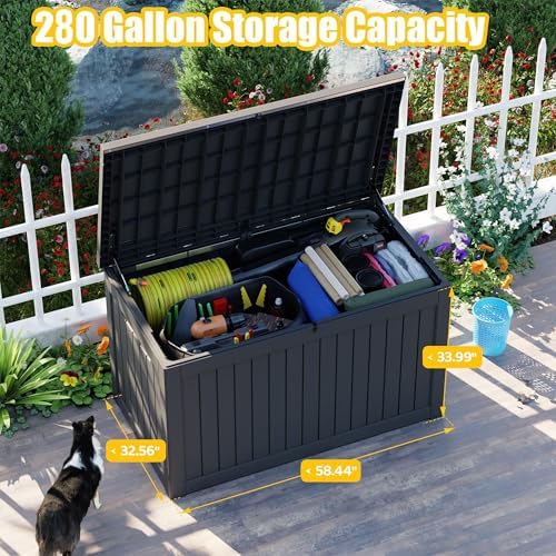 260 Gallon Outdoor Deck Box, Lockable Waterproof Outdoor Storage Boxes - Image 2