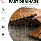 Acacia Interlocking Deck Tiles, 12 Slats, Honey Oak - Image 6