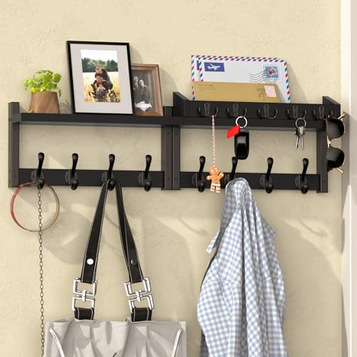 35'' Long Black Coat Rack Wall Mount by Unknown