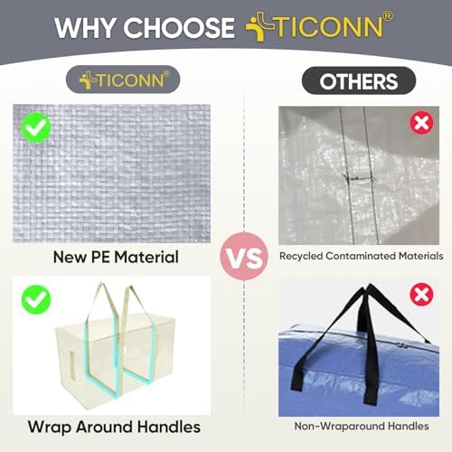 TICONN 2 Pack Extra Large Moving Bags Heavy Duty - Image 4