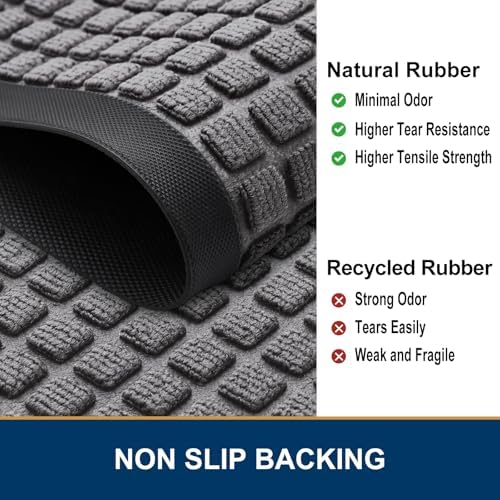 Smiry Front Door Mat Outside Entrance, Natural Rubber Doormat, 47x32 Inch - Image 4
