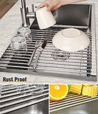 Tomorotec Roll Up Dish Drying Rack Over Sink, 304 Steel - Image 2