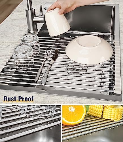 Tomorotec Roll Up Dish Drying Rack Over Sink, 304 Steel - Image 2