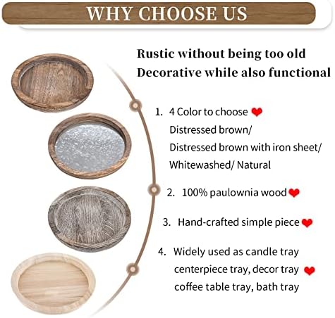 Hanobe Round Wood Decorative Tray: Rustic Wooden Tray - Image 6