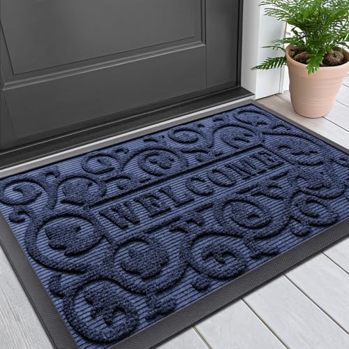 Smiry Front Door Mat Outside Entrance, Low Profile Rubber Doormat by Smiry