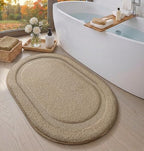 Color&Geometry Oval Beige Bathroom Rugs 42x24, Extra Soft Absorbent Microfiber - Image 3