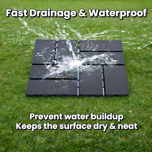 Plastic Interlocking Deck Tiles, 12x12 Inches Waterproof Outdoor Patio Flooring - Image 4