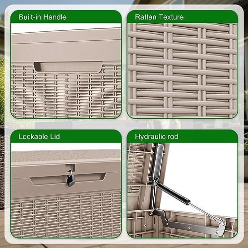 120 Gallon Outdoor Deck Box, Lockable Waterproof Outdoor Storage Boxes - Image 4