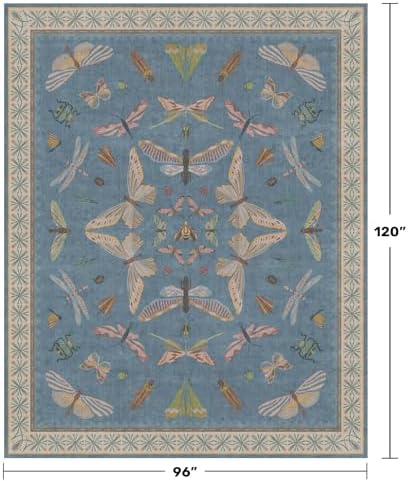 Washable Living Room Rug 8x10, Dusty Blue Area Rugs - Image 2