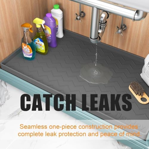TigeJoy Under Sink Mats for Kitchen Waterproof 28" x 22", Cabinet Liner - Image 2