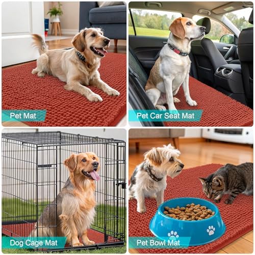 OLANLY Dog Door Mat for Muddy Paws 48x30, Super Absorbent Chenille Mud Mat - Image 7