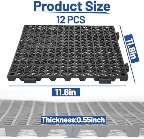 12Pcs Drainage Interlocking Floor Tiles 11.8" x 11.8", Modular Interlocking - Image 2