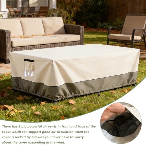 60 Inch Rectangular/Oval Patio Table Cover, Heavy Duty Waterproof Outdoor - Image 5