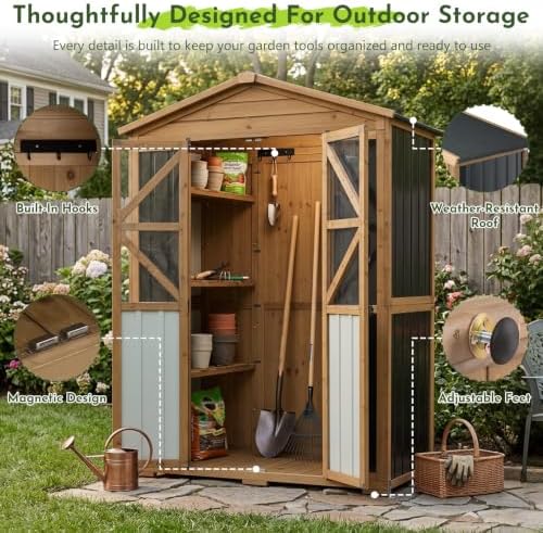 Outdoor Wooden Storage Shed Cabinet - Image 4