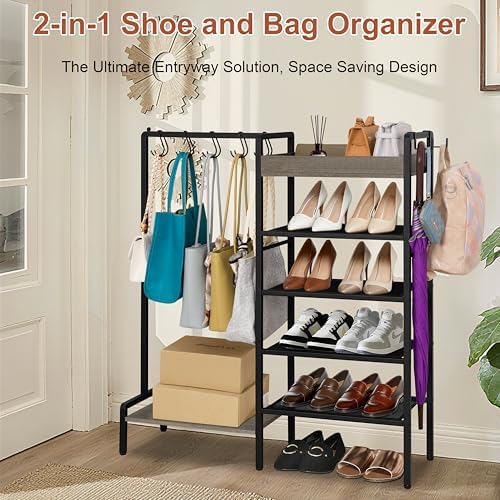 Shoe Rack for Entryway, 2-in-1 Shoe and Purse Rack - Image 3