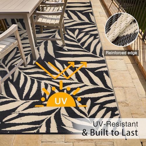 OLANLY Outdoor Rug 9x12 ft Waterproof Reversible Leaf Mat - Image 4