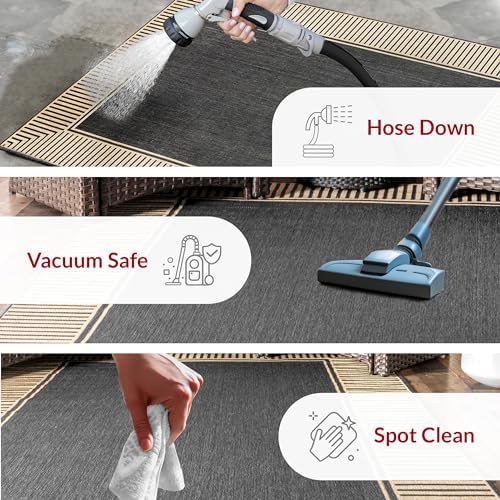 nuLOOM Asha Dark Grey Bordered Indoor/Outdoor Area Rug - Image 2