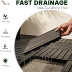 Acacia Interlocking Deck Tiles, 6 Slats, Ebony Black - Image 6