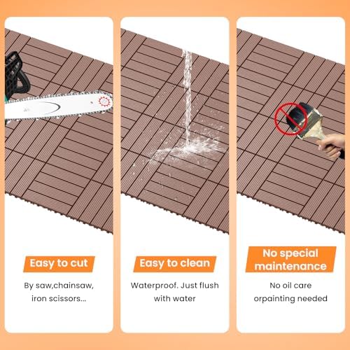 44 Pack Plastic Interlocking Deck Tiles, Patio Floor Decking Tiles - Image 4