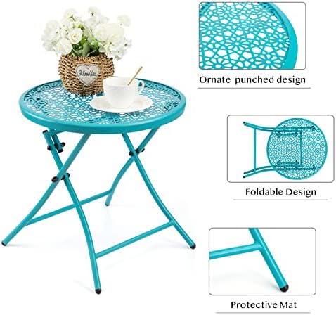 TeoKJ Folding Outdoor Side Table, No Assembly Patio Table - Image 6