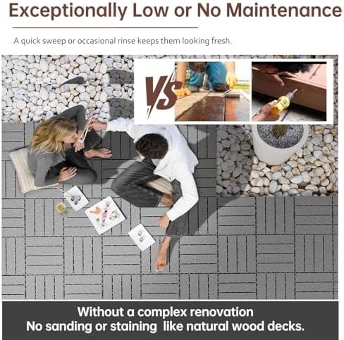 EchoDeck Interlocking Deck Tiles, 54 Pack Patio Tiles Outdoor Interlocking All - Image 7