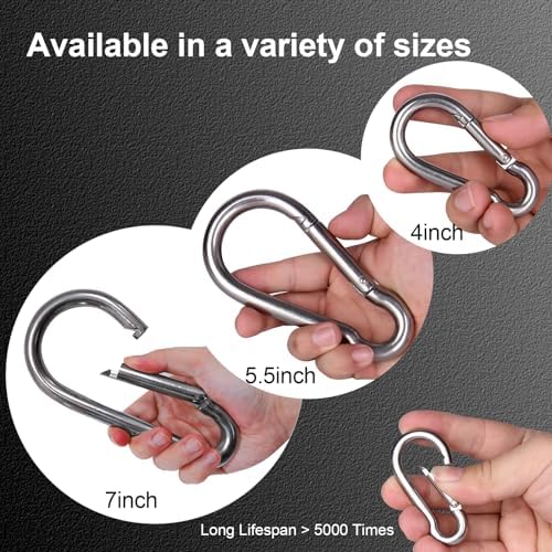 1pc 5.50 inch Large 304 Stainless Steel Carabiner Clip Hooks Spring Snap - Image 4