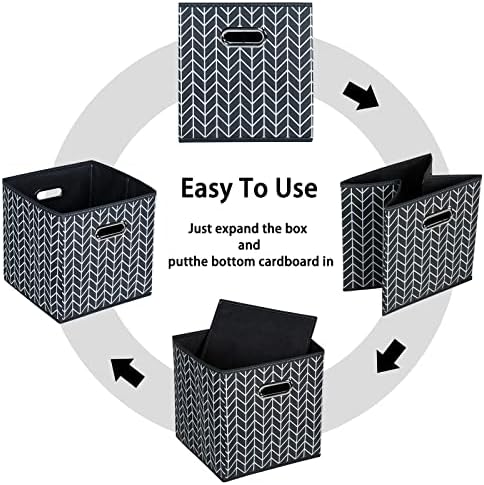Black Foldable Storage Cubes Bins, Fabric Storage Box Cubes Organizer Baskets - Image 5