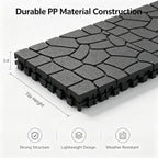 44 Pack Gray Stone Texture Interlocking Decking Tiles, 12x12 Waterproof Weather - Image 5
