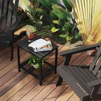 Outdoor Side Table with Storage 2-Tier Patio End Tables Black - Image 2