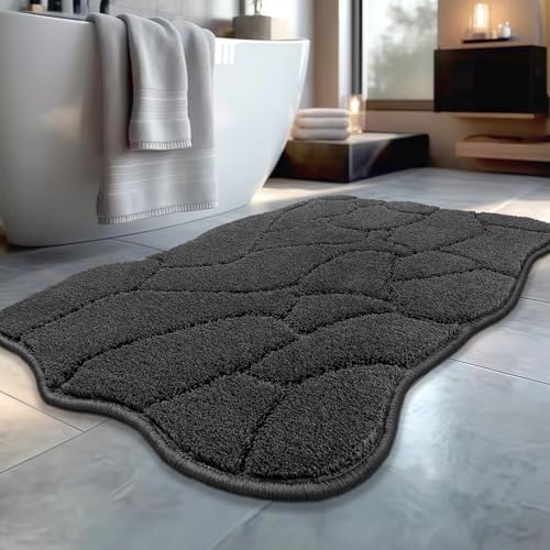 BSICPRO Large Bathroom Rugs, 24X36 Scalloped Bath Mats by BSICPRO